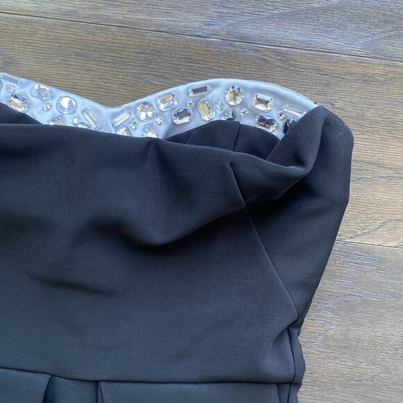 RUBY ROX Strapless Dress Womens Sz XS Black Rhinestone Stretch Cocktail Prom - Picture 2 of 6